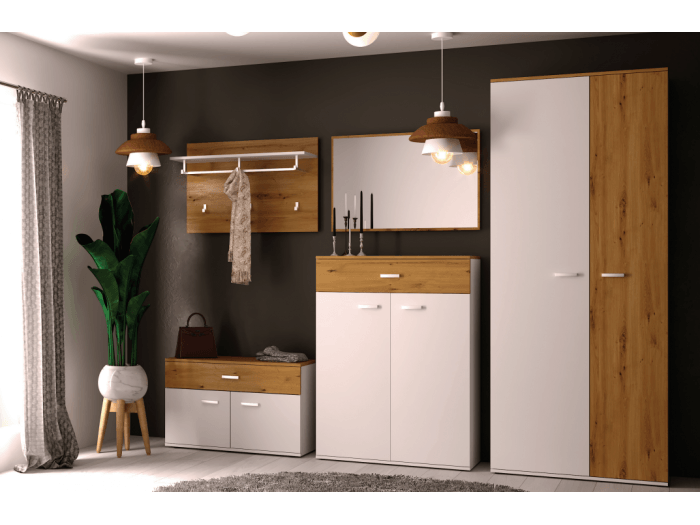 Модулно портманто Barcelona set 3 (бяло/дъб артисан)